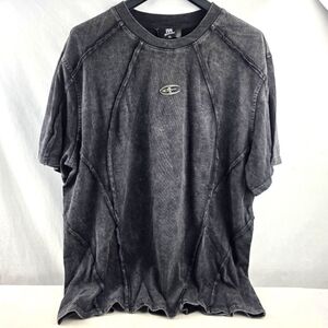 NWT Supermade Acid Wash Exposed Seam Oversized Logo Tshirt Tee XL
